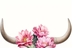 Western Floral Cow Skull PNG with Butterfly Product Image 7
