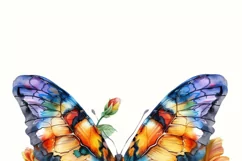Watercolor Flowers and Butterfly PNG Digital Download Product Image 3