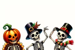 Happy Hallothanksmas PNG, Dancing Skeletons, Funny Halloween Product Image 2