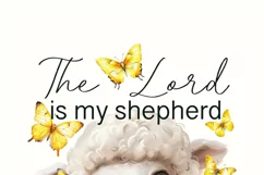 Lord is My Shepherd, Butterfly, Yellow Flowers, Sublimation Product Image 6