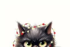 Black Christmas Angry Cat PNG Design for Sublimation Product Image 10