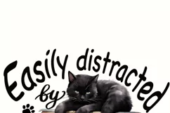 Black Cat On Books Digital Print Art, Png for Sublimation Product Image 10