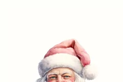 Santa Claus Smiley Face Png, Pastel Christmas Scene, Pink Product Image 8