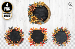 Rustic Autumn Chalkboard Clipart PNG Product Image 1