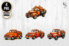 Vintage Pumpkin Truck Clipart Sublimation PNG Product Image 1