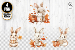 Cute Autumn Bunny Clipart PNG Product Image 1