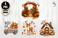 Hello Fall Pumpkin Truck Deer Cottage Autumn Clipart PNG Product Image 1