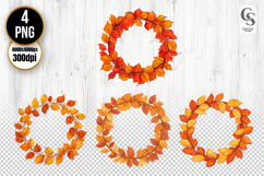 Autumn Leaves Wreath Clipart Sublimation PNG Product Image 1