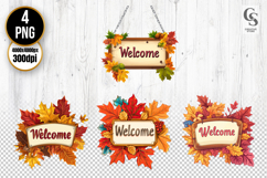Autumn Welcome Sign Clipart Sublimation PNG Product Image 1