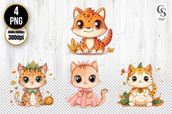 Autumn Kawaii Cat Clipart Sublimation PNG Product Image 1