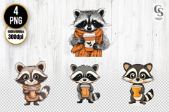 Cute Raccoon Coffee Clipart Product Image 1