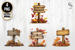 Wooden Signboard Leaves Clipart PNG Product Image 1