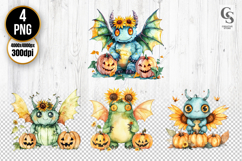 Cute Dragon Pumpkin Clipart PNG Product Image 1