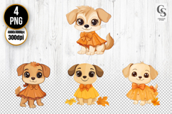 Cute Autumn Baby Puppy Clipart Sublimation PNG Product Image 1
