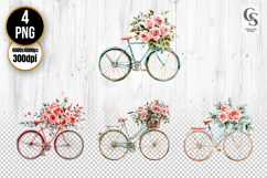 Watercolor Bicycle with Flower Basket Clipart Product Image 1
