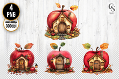 Apple House Clipart Sublimtion PNG Product Image 1