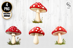 Red Mushroom Clipart Sublimation PNG Product Image 1