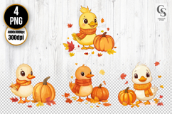 Duck Pumpkin Clipart PNG | Cute Autumn Animal Sublimation Product Image 1