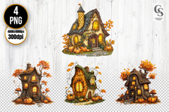 Fantasy Autumn Pumpkin Cottage House Clipart PNG Product Image 1