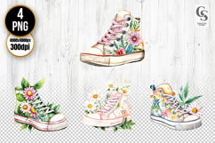 Watercolor Floral Sneaker Shoe Clipart Product Image 1