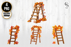 Wooden Ladder Leaves Clipart PNG Product Image 1
