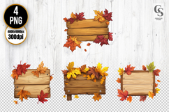 Autumn Wooden Sign Board Clipart PNG Product Image 1