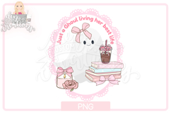Cute Ghost PNG: bookish iced coffee ghost Sublimation Product Image 1