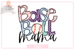 Baseball Mama PNG - Hand Drawn - PNG for Sublimation Product Image 1