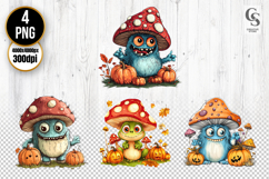 Cute Mushroom Monster Clipart PNG Product Image 1