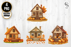 Autumn Pumpkin House Clipart Sublimation PNG Product Image 1