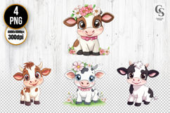 Cute Baby Cow Clipart Sublimation PNG Product Image 1