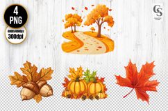 Autumn Elements Clipart Sublimation PNG Product Image 1