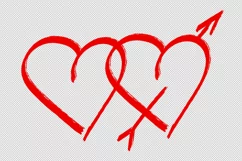 PNG Red heart symbol Valentines Day. Hearts hand drawn sketch