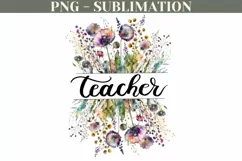 Wildflower Teacher Png Digital Download Sublimation Designs Product Image 1