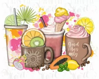 Summer Coffee Png Cups With Fruits, Sublimation Design Product Image 8
