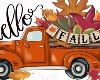 Hello Fall Orange Truck Png Digital Download for Sublimation Product Image 7