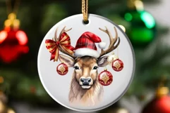 Christmas Deer Ornament, Sublimation PNG Digital Download Product Image 1