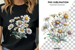 Daisy Floral Digital Downloads, Tshirt Design PNG Product Image 1