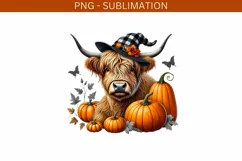 Autumn Highland Cow Digital Print for Crafting and Card Product Image 2