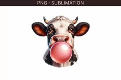 Cow Bubble Gum Art: Transparent PNG Digital Download Product Image 2