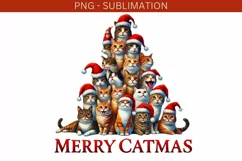 Merry Catmas PNG Designs for Crafting, Cute Cats Digital Product Image 2