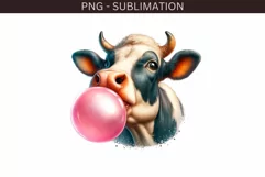 Cow with Bubble Gum PNG Designs for Crafting Projects Product Image 2