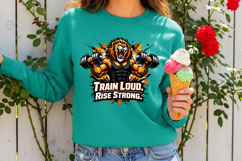 Train Loud Rise Strong Lion Gym Motivation Weightlifting PNG Product Image 2