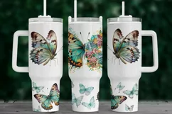 Butterfly 40oz Quencher Tumbler Sublimation Design Product Image 1