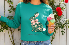 Happy Easter Floral Bunny Silhouette Spring Rabbit Vintage Product Image 6
