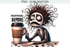 Nightmare Before Coffee PNG, Watercolor Spooky Coffee Vibes Product Image 2