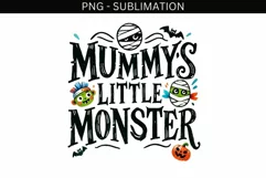 Mummy's Little Monster, Retro Halloween PNG, Digital Print Product Image 2