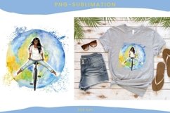 Dark Skin | Girl On A Bicycle| Woman Sublimation Product Image 1