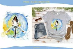 Dark Skin | Girl On A Bicycle| Woman Sublimation Product Image 1