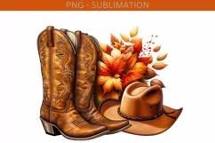 Cowboy Autumn Sublimation Prints, Western PNG Designs Product Image 2
